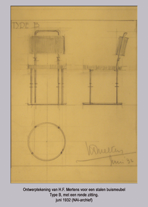 862373 Ontwerptekening van een stalen buismeubel Type B met ronde zitting, van architect Hermann Friedrich Mertens ...